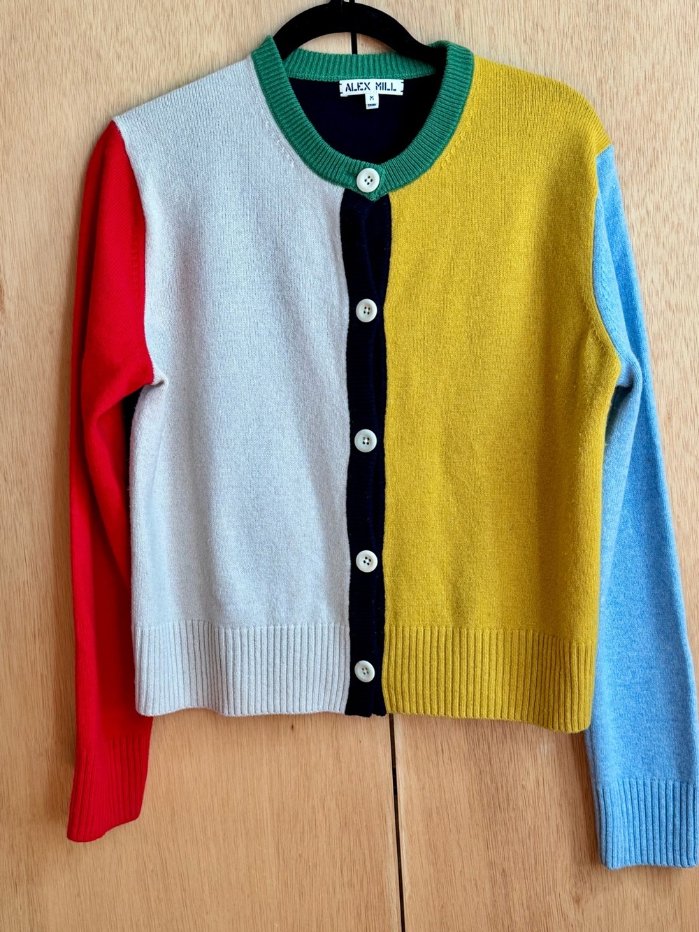 Alex Mill Francis Colorblock Color Block Cardigan 100% wool Medium M